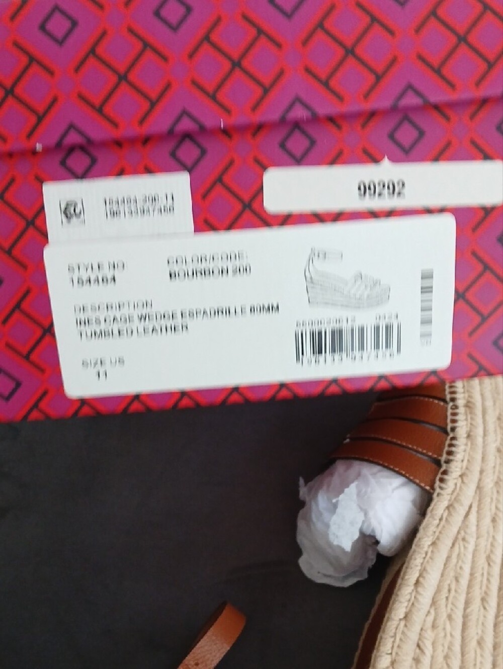 Tory Burch Tan Leather Espadrille Platform Wedge Sandals - Picture 10 of 12